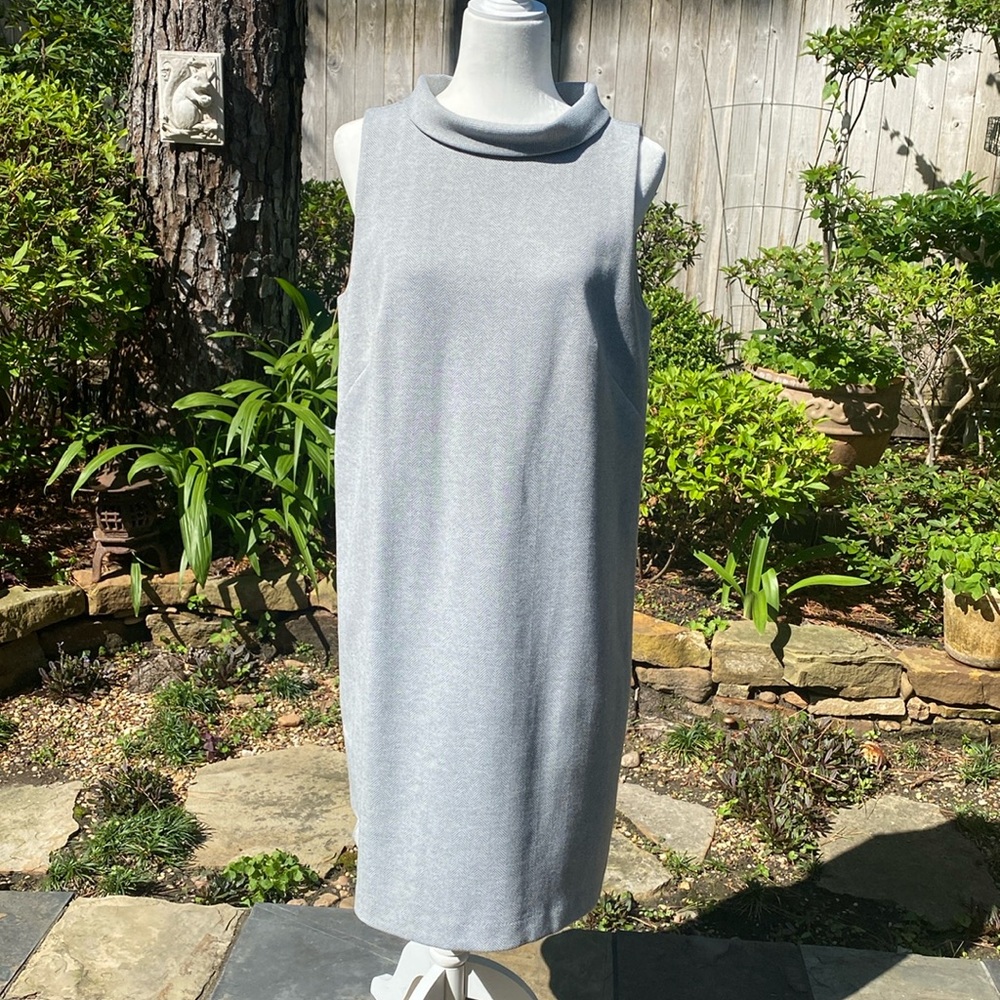 ANN TAYLOR Grey Sleeveless Cowl Neck Dress (Sz: L)